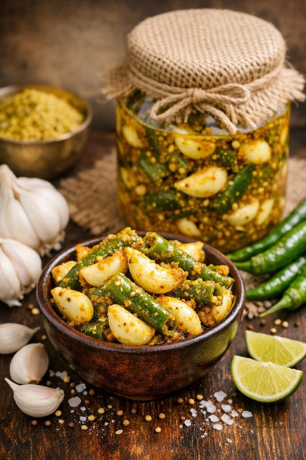Green Chilli and Garlic Achar